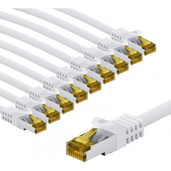 Goobay 69451 RJ45-Patchkabel CAT 6A S/FTP (PiMF) mit CAT-7-Rohkabel, 5 m, weiß (10 Stück)