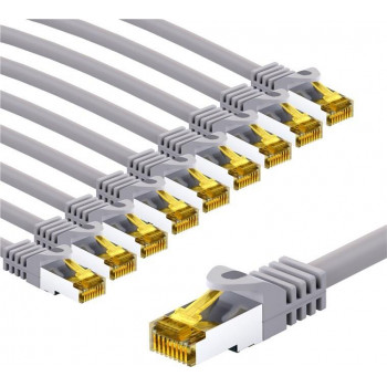 Goobay 69517 RJ45-Patchkabel CAT 6A S/FTP (PiMF) mit CAT-7-Rohkabel, 3 m, grau (10 Stück)