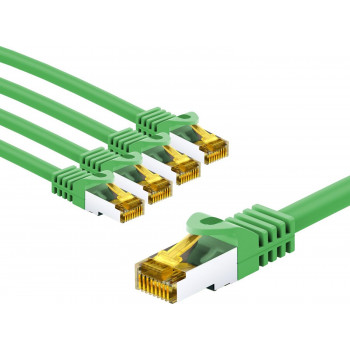Goobay 69755 RJ45-Patchkabel CAT 6A S/FTP (PiMF), 500 MHz mit CAT 7 Rohkabel, 5 m, grün (5 Stück)
