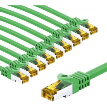 Goobay 69756 RJ45-Patchkabel CAT 6A S/FTP (PiMF), 500 MHz mit CAT 7 Rohkabel, 1 m, grün (10 Stück)