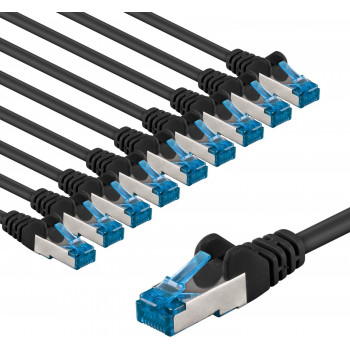Goobay 67544 CAT 6A Patchkabel, S/FTP (PiMF), 5 m, schwarz (10 Stück)