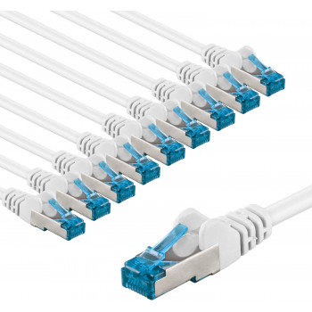 Goobay CAT 6A Patchkabel, S/FTP (PiMF), 2 m, weiß, 10er-Set