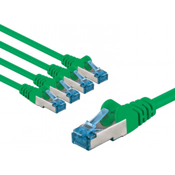 Goobay CAT 6A Patchkabel, S/FTP (PiMF), 5 m, grün, 5er-Set