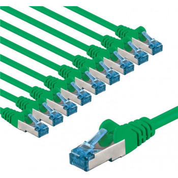 Goobay CAT 6A Patchkabel, S/FTP (PiMF), 2 m, grün, Kupferleiter (CU), 10er-Set