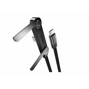 Vakoss TC-U570 USB-C-auf-USB-C-Kabel mit Ständerfunktion, 100 W, 1 m, schwarz
