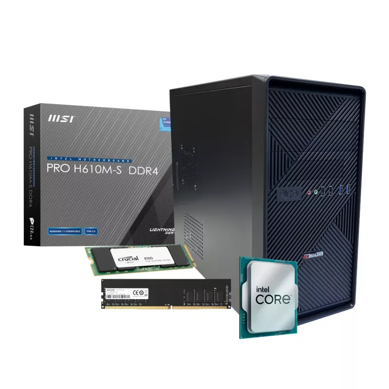 PCBUiLDER HOME MASTER Desktop-PC, Intel Core i3-14100, 8 GB DDR4, 480 GB M.2-NVMe-SSD, Windows 11 Home
