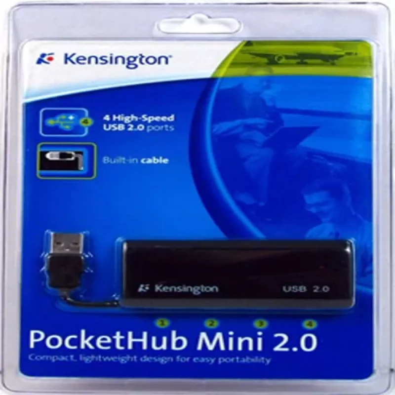 Kensington PocketHUB Mini USB-2.0-Hub, 4 Anschlüsse (33399EU)