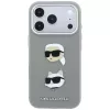Karl Lagerfeld KF003253 Hülle Saffiano mit Karl & Choupette Heads Pins und Logo für iPhone 18 Pro / 17 Pro, grau