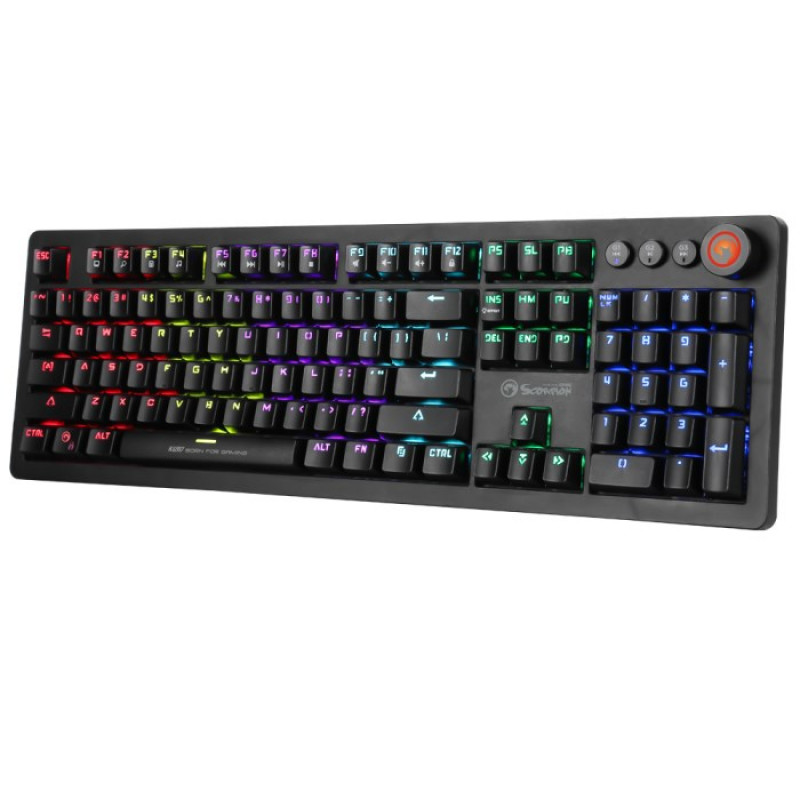 Marvo KG917 mechanische Gaming-Tastatur, US-Layout, RGB, Jixian-Blue-Schalter, USB, schwarz