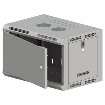 Alantec SW-9U-600-500-N-DMJ-OP-RP-B-S 19-Zoll-Wandschrank 9U 600x500, ungeteilt, einflügelige Metalltür, grau, Flatpack