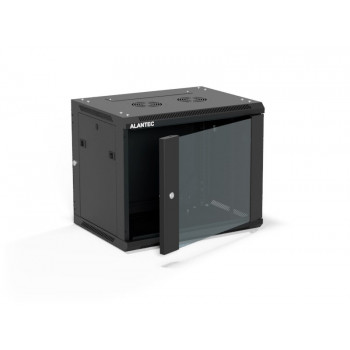 Alantec SW-9U-600-450-01-CA Wandschrank 19 Zoll, 9U, 600x450, Glastür, schwarz