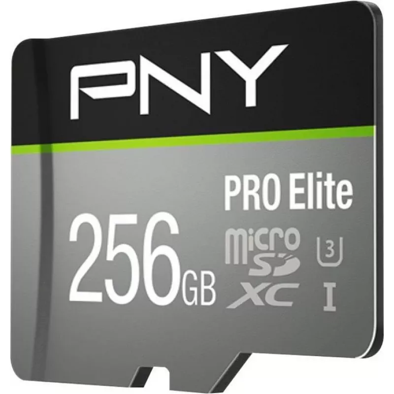 PNY PRO Elite P-SDU256V31100PRO-GE microSDXC-Speicherkarte, 256 GB, UHS-I U3, A1, V30, mit SD-Adapter