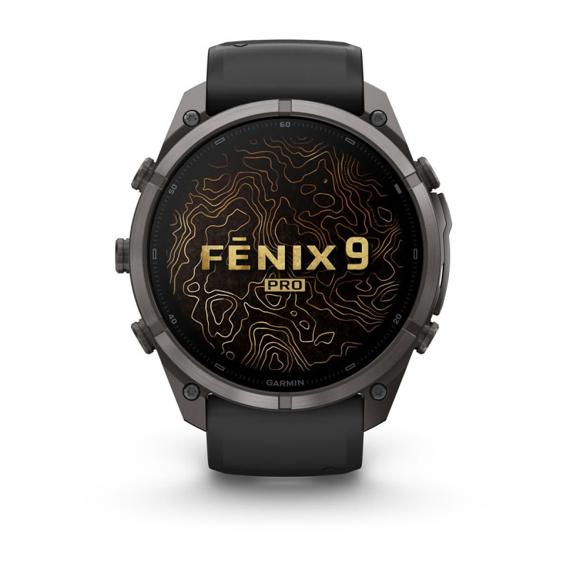 Garmin Fenix 9 Pro 010-04337-16 Smartwatch, 51 mm, Carbon Gray DLC Titan, Armband aus schwarzem/Pebble-Grey-Silikon