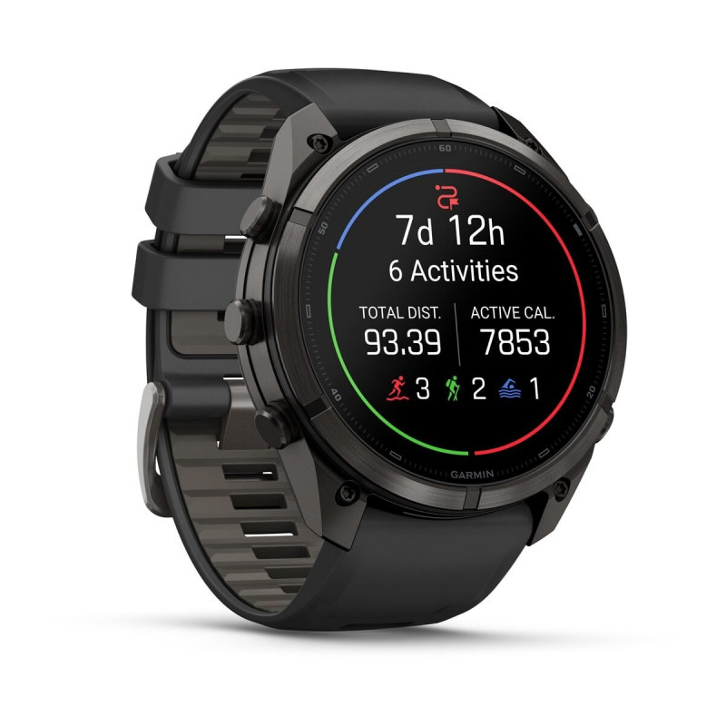 Garmin Fenix 9 Pro 010-04337-16 Smartwatch, 51 mm, Carbon Gray DLC Titan, Armband aus schwarzem/Pebble-Grey-Silikon