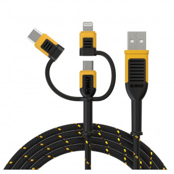 Dewalt DXMA131-1356-DWG USB-Kabel USB-A auf USB-C + microUSB + Lightning, 1,8 m, schwarz