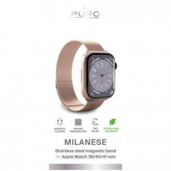 Puro Milanese PUMILAW40ROSE Edelstahlarmband für Apple Watch 38/40/41 mm, rosa
