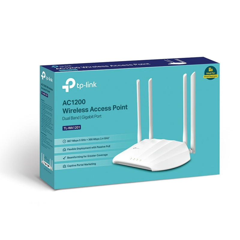 TP-Link TL-WA1201 WLAN-Zugangspunkt, 867 Mbit/s, PoE-Unterstützung, weiß