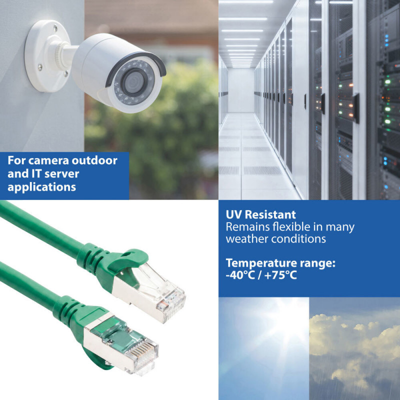 ACT FC2703 S/FTP CAT6A Patchkabel, 3 m, TPE, ultraflexibel, mit Rastnasenschutz, RJ45-Stecker, grün