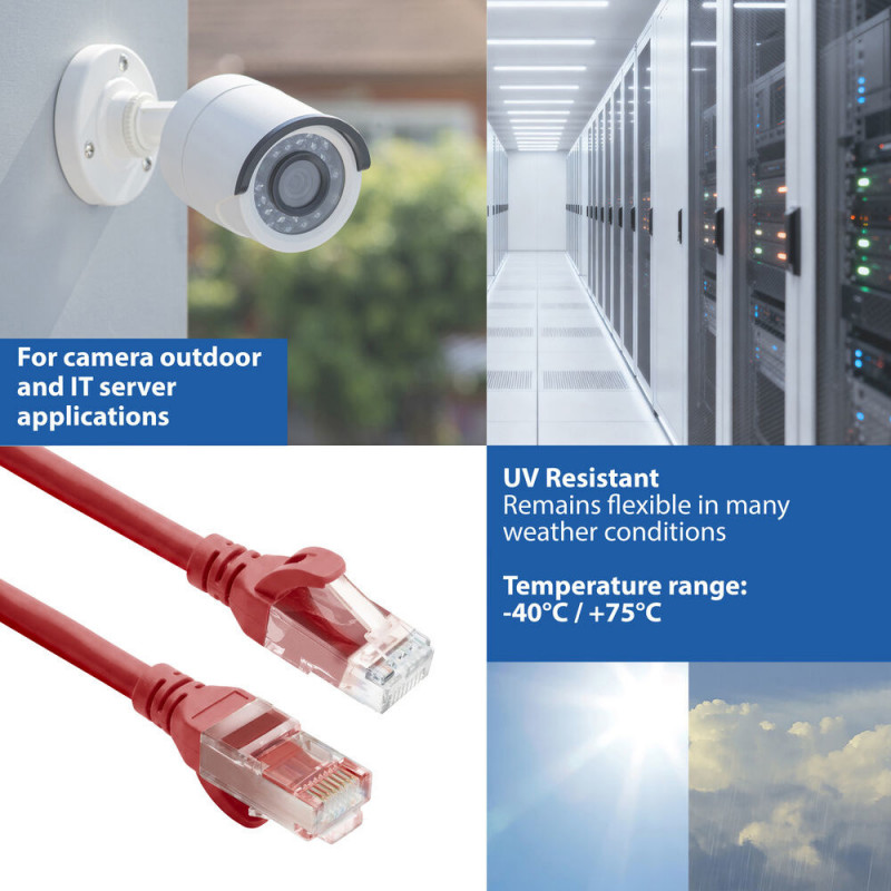ACT FC1552 U/UTP CAT6A ultraflexibles Patchkabel, 0,25 m, TPE, snagless RJ45, rot
