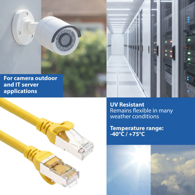 ACT FC2815 S/FTP CAT6A Patchkabel, 15 m, TPE, ultraflexibel, mit Rastnasenschutz, RJ45, gelb
