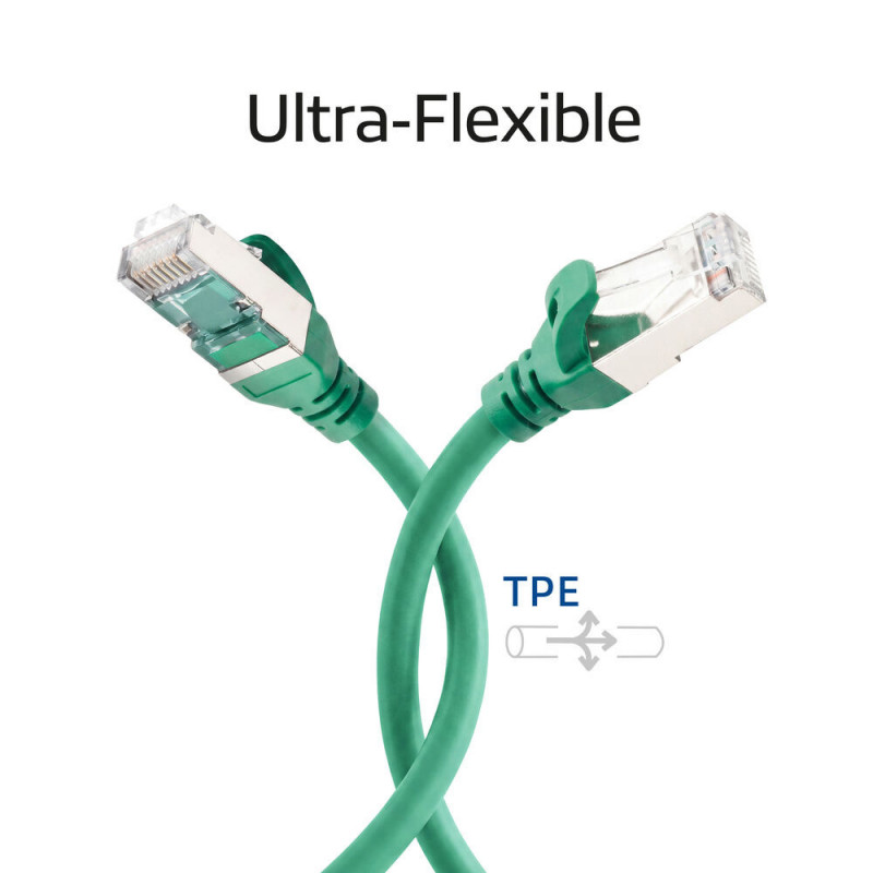 ACT FC2705 Ultra-Flex-Patchkabel, S/FTP CAT6A, TPE, Snagless-RJ45, 5 m, grün