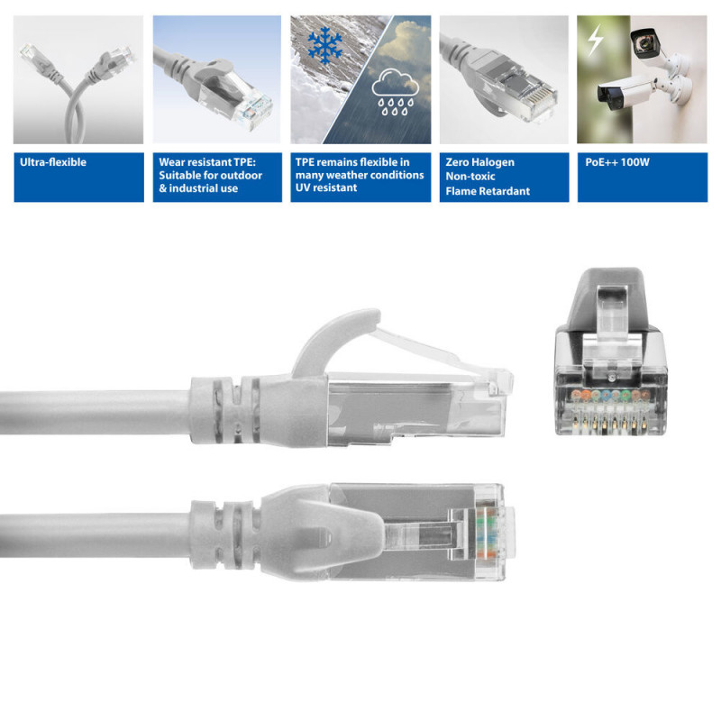 ACT FC1005 Ultra-Flex-Patchkabel, U/UTP CAT6A, TPE, Snagless-RJ45, 5 m, grau