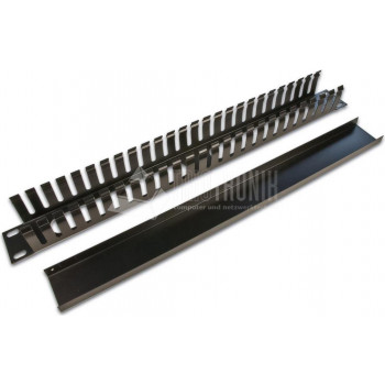 Wirewin KRP 1U BL 19" 1HE Kabelführungspanel mit Abdeckung, schwarz RAL9005