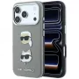 Karl Lagerfeld Saffiano Hülle mit Karl & Choupette Heads Pins & Logo für iPhone 18 Pro Max / 17 Pro Max, grau