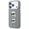Karl Lagerfeld Saffiano Hülle mit Karl & Choupette Heads Pins & Logo für iPhone 18 Pro Max / 17 Pro Max, grau
