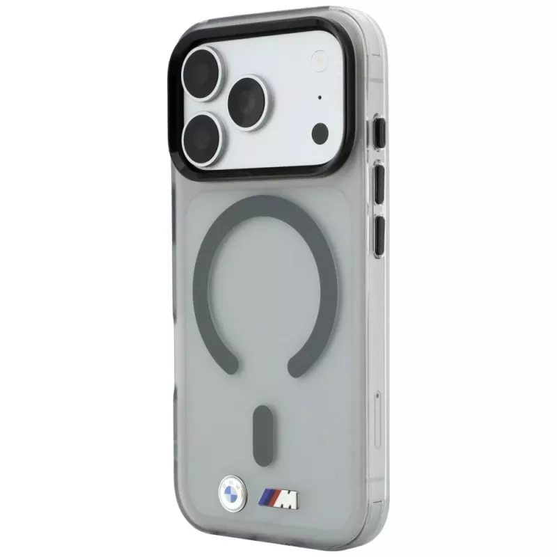 BMW BMW001281 M IML Frosted Metal Logo & Trims MagSafe Hülle für iPhone 18 Pro / 17 Pro, anthrazit