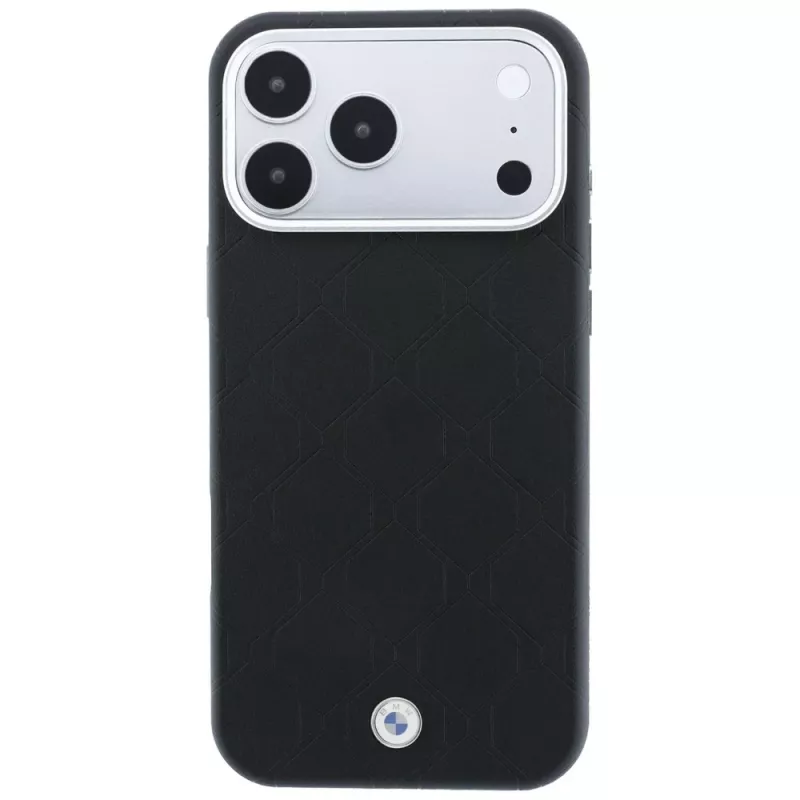 BMW BMW001220 Sign Deboss Quilted Metal Logo MagSafe Hülle für iPhone 18 Pro Max / 17 Pro Max, schwarz