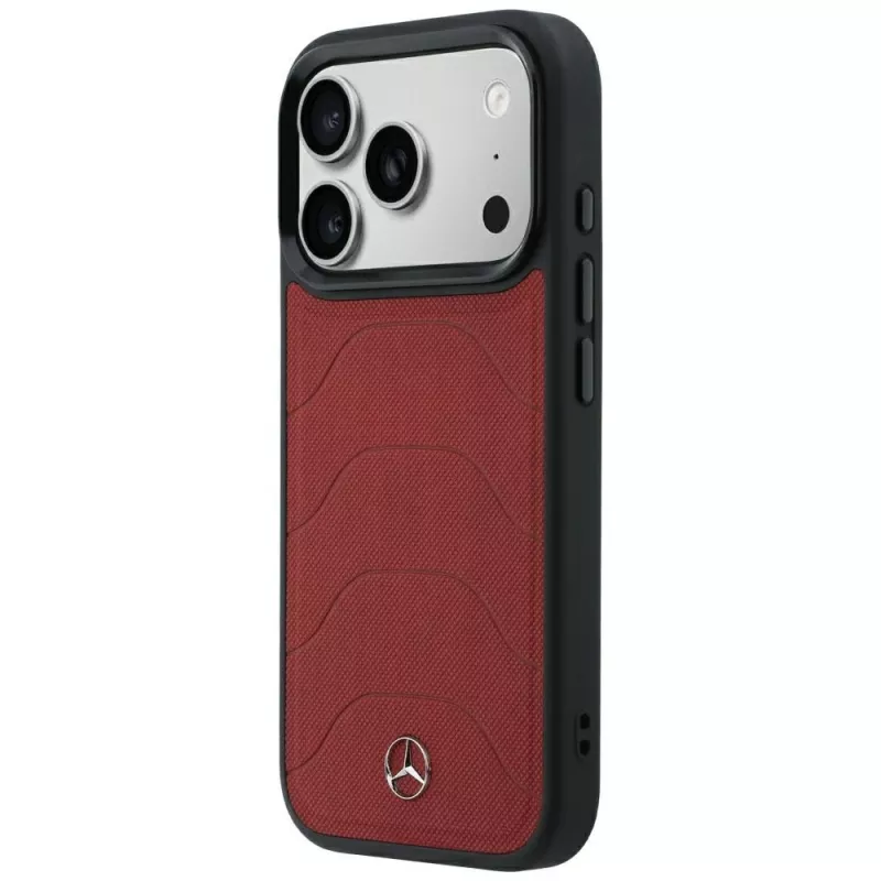 Mercedes Mer008874 Leather Mesh with Bow Line MagSafe Hülle für iPhone 18 Pro Max / 17 Pro Max, burgunderrot