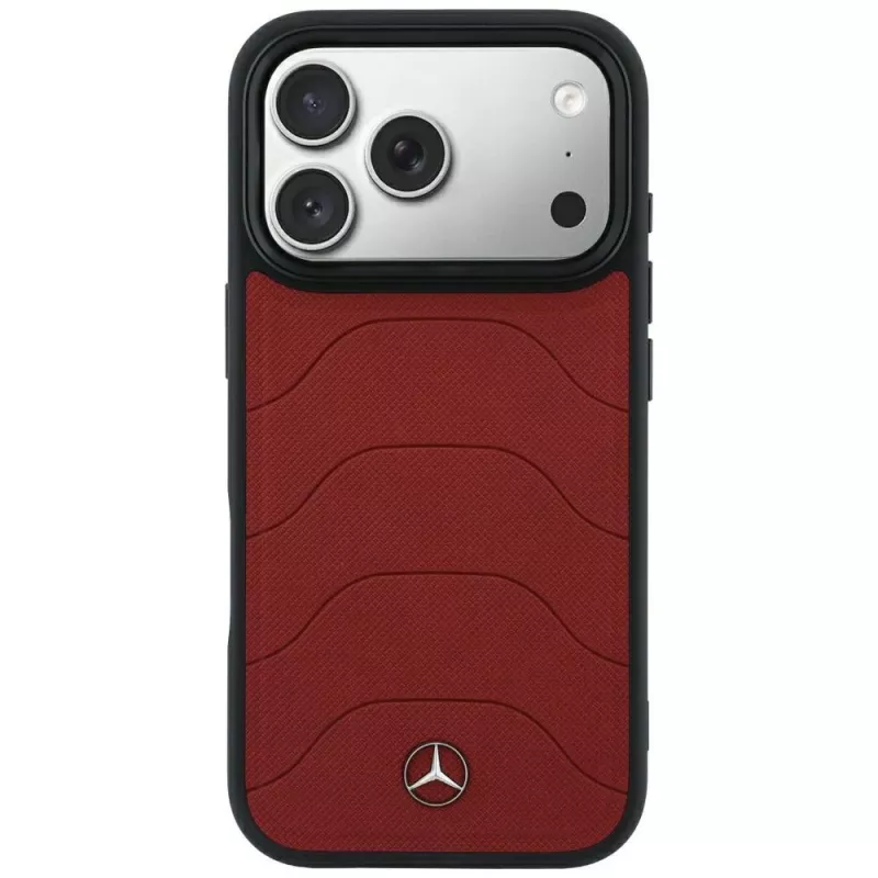 Mercedes Mer008874 Leather Mesh with Bow Line MagSafe Hülle für iPhone 18 Pro Max / 17 Pro Max, burgunderrot