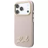 Karl Lagerfeld Grained with Resin Signature Logo Hülle mit MagSafe für iPhone 18 Pro Max / 17 Pro Max, rosa