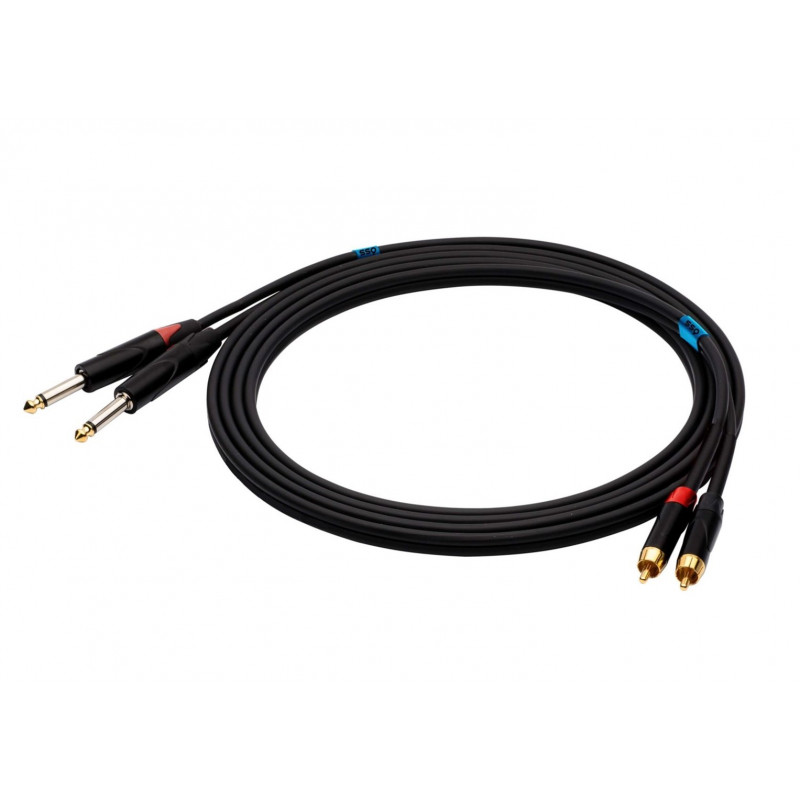 SSQ RCAJM2 SS-1428 Audiokabel, 2x Cinch – 2x 6,3-mm-Mono-Klinke, 2 m, schwarz