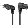 Goobay CEE 7/16 Typ C – C7 Stromkabel, gewinkelte Stecker, 1,5 m, schwarz
