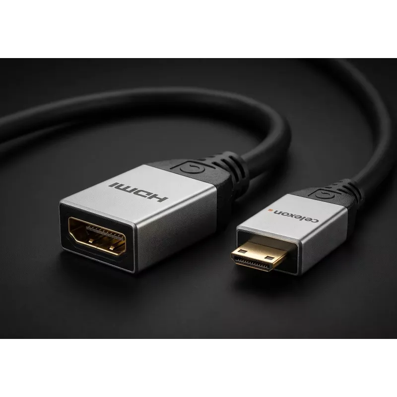 celexon Mini-HDMI-Adapter M/F mit Ethernet, 2.0a/b, 4K, Professional