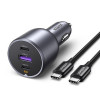 Ugreen EC705 Kfz-Ladegerät, USB + 2x USB-C, 130 W, mit 1 m 5-A-Kabel