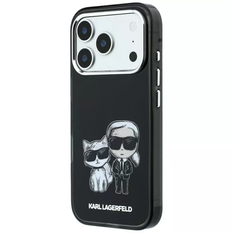 Karl Lagerfeld KF003184 Smooth Karl & Choupette Bodies Sketch MagSafe Hülle für iPhone 18 Pro Max / 17 Pro Max, schwarz