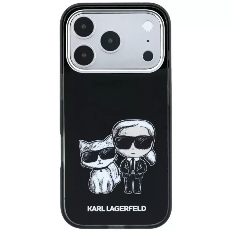 Karl Lagerfeld KF003184 Smooth Karl & Choupette Bodies Sketch MagSafe Hülle für iPhone 18 Pro Max / 17 Pro Max, schwarz