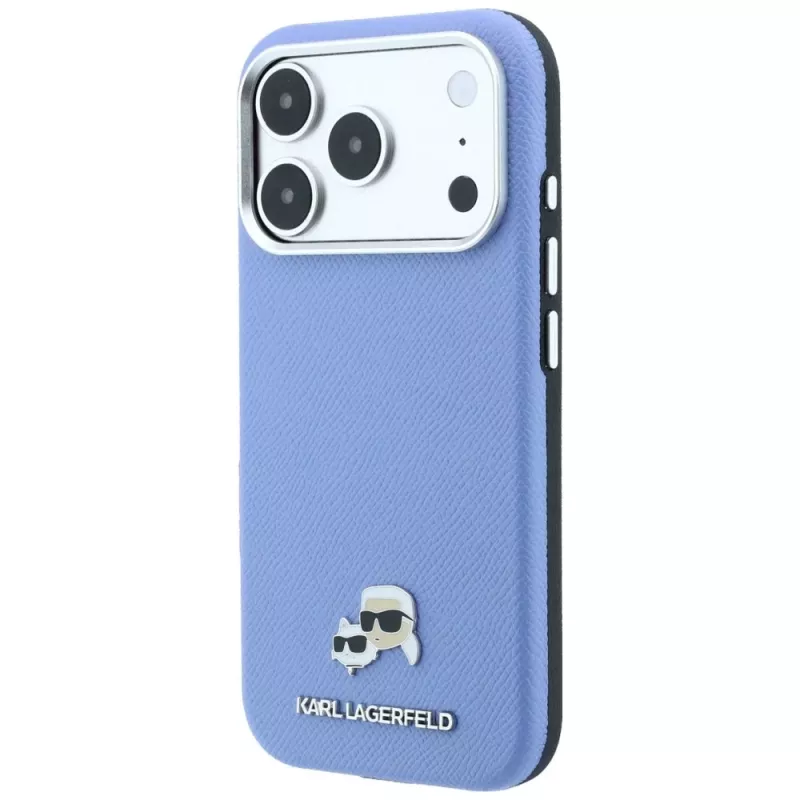 Karl Lagerfeld KLHMP18L6PSKCHLB Back Cover PU Grained Semi Wrap K&CH Heads MagSafe für iPhone 17 Pro / 18 Pro, blau