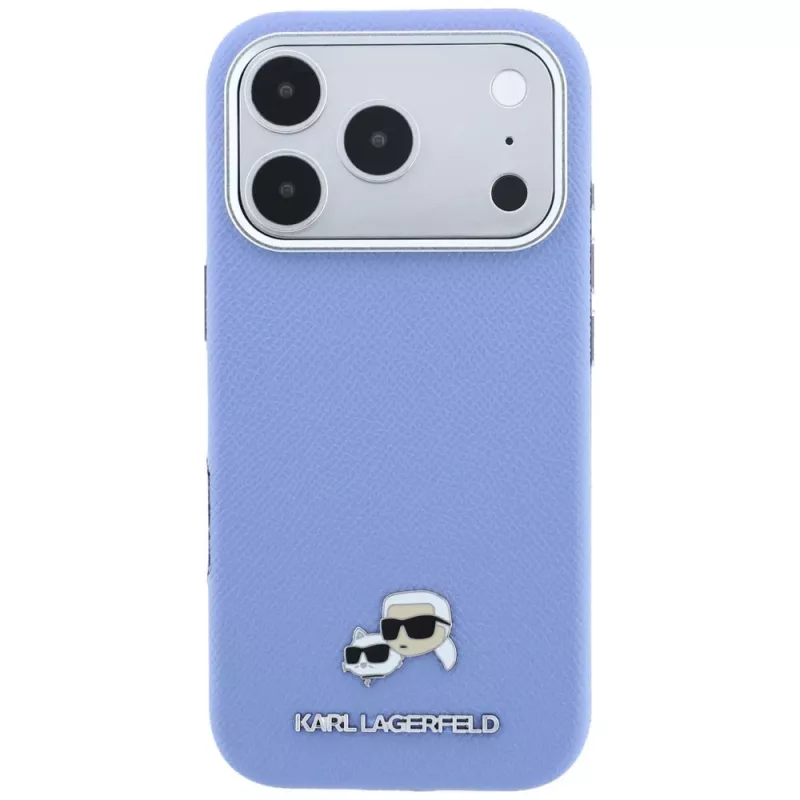 Karl Lagerfeld KLHMP18L6PSKCHLB Back Cover PU Grained Semi Wrap K&CH Heads MagSafe für iPhone 17 Pro / 18 Pro, blau