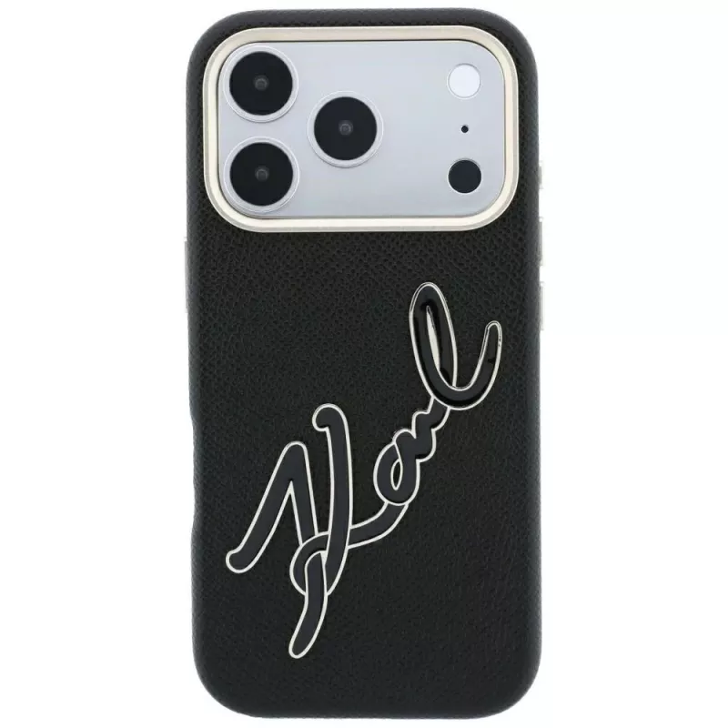 Karl Lagerfeld KF003311 Smooth Big Resin Signature Logo Hülle für iPhone 18 Pro / 17 Pro, schwarz