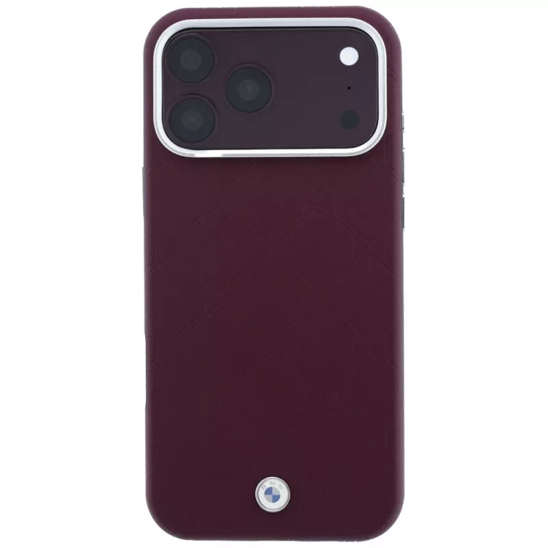 BMW BMW001224 Sign Deboss Quilted Metal Logo MagSafe Hülle für iPhone 18 Pro Max / 17 Pro Max, bordeaux