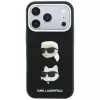 Karl Lagerfeld KF003249 Saffiano with Karl & Choupette Heads Pins & Logo Hülle für iPhone 18 Pro / 17 Pro, schwarz