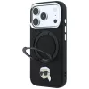Karl Lagerfeld MagSafe Hülle mit Ringständer 360 und Karl Head Pin für iPhone 18 Pro / 17 Pro, schwarz