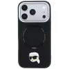 Karl Lagerfeld MagSafe Hülle mit Ringständer 360 und Karl Head Pin für iPhone 18 Pro / 17 Pro, schwarz