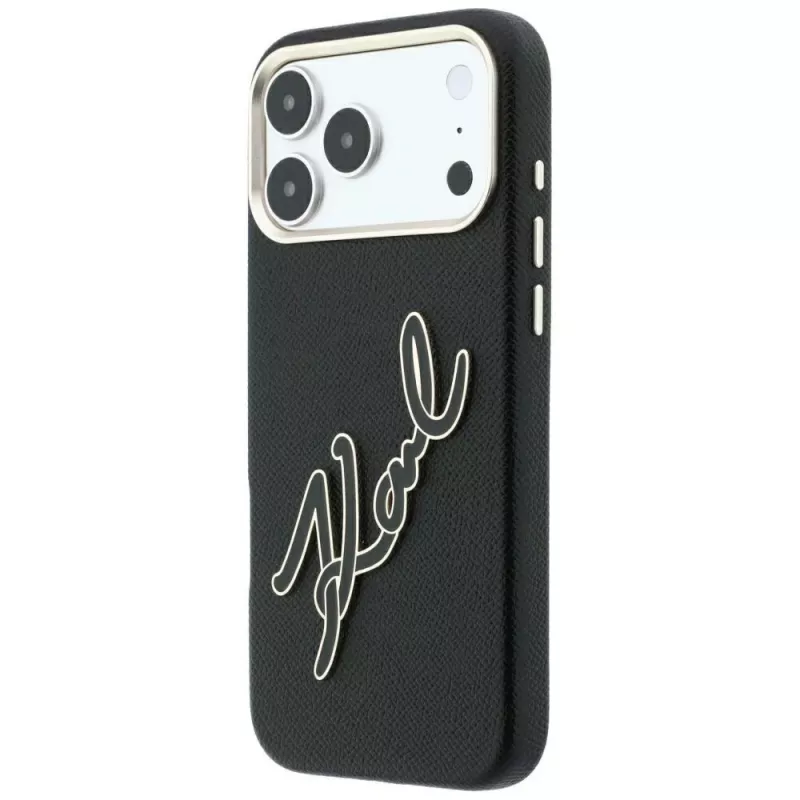 Karl Lagerfeld KF003312 Smooth Big Resin Signature Logo Hülle für iPhone 18 Pro Max / 17 Pro Max, schwarz