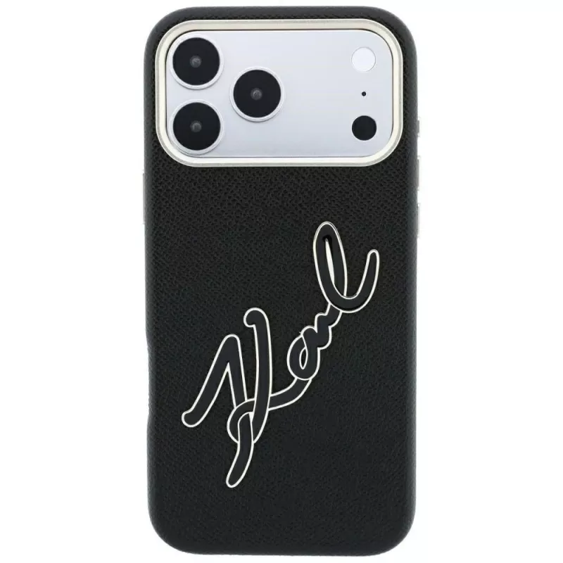 Karl Lagerfeld KF003312 Smooth Big Resin Signature Logo Hülle für iPhone 18 Pro Max / 17 Pro Max, schwarz