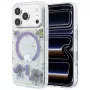 Guess GUE005781 Resin Flowers Glitter MagSafe Hülle für iPhone 18 Pro / 17 Pro, violett